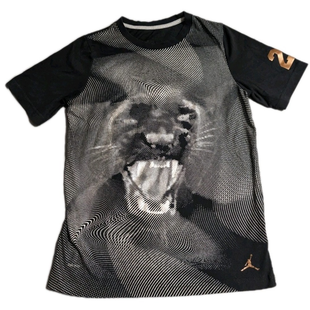 Jordan Youth XL‎ Panther Graphic T Shirt Black White Gold #23 Short Sleeve Boys